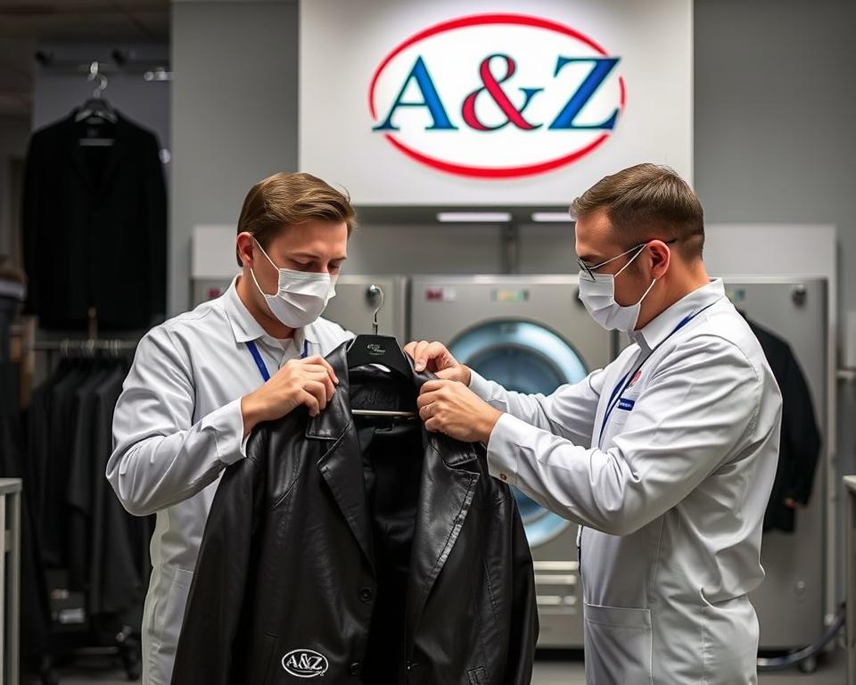A &amp; Z Dry Cleaners staff providing expert leather jacket dry cleaning in St Albans
