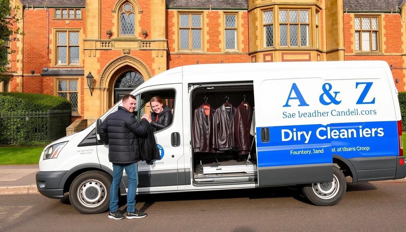 A &amp; Z Dry Cleaners service van providing leather jacket dry cleaning services across St Albans