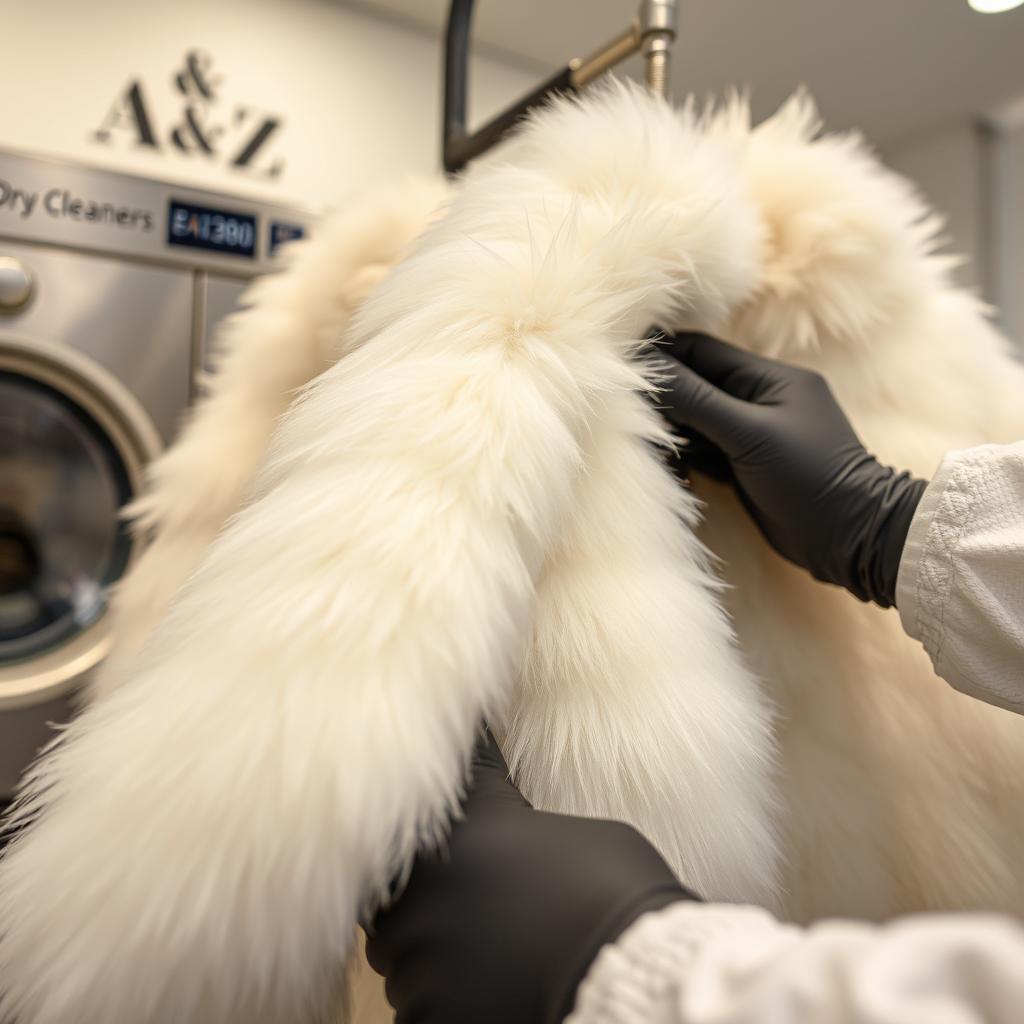Rabbit fur jacket undergoing gentle cleaning process at A &amp; Z Dry Cleaners