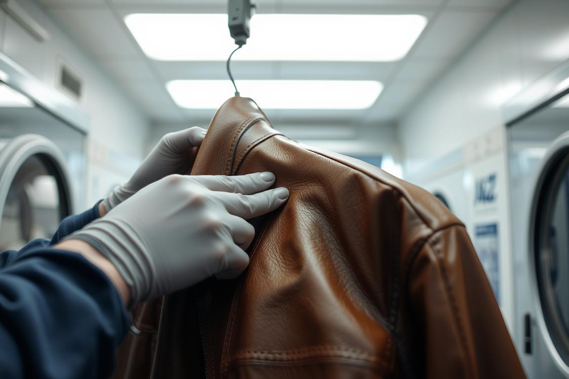 Leather jacket inspection and cleaning assessment at A &amp; Z Dry Cleaners St Albans