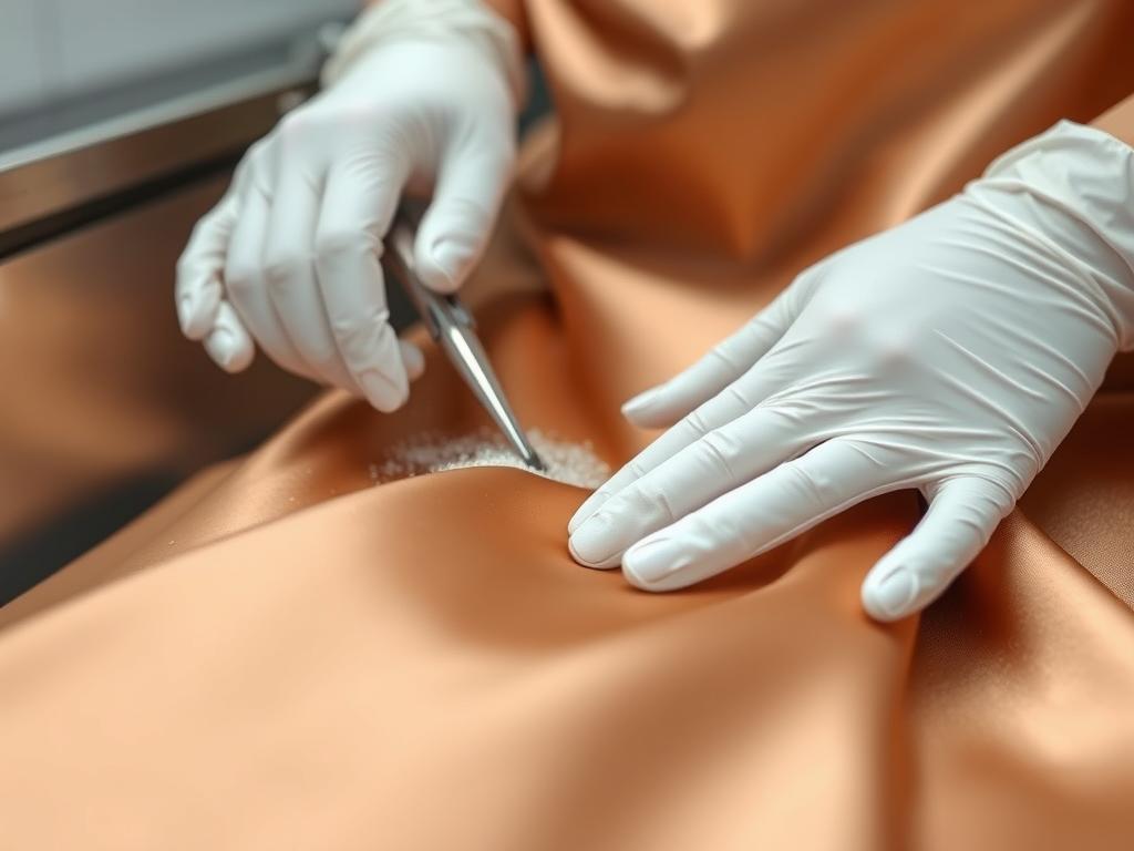 Silk evening dress being professionally cleaned with specialized techniques