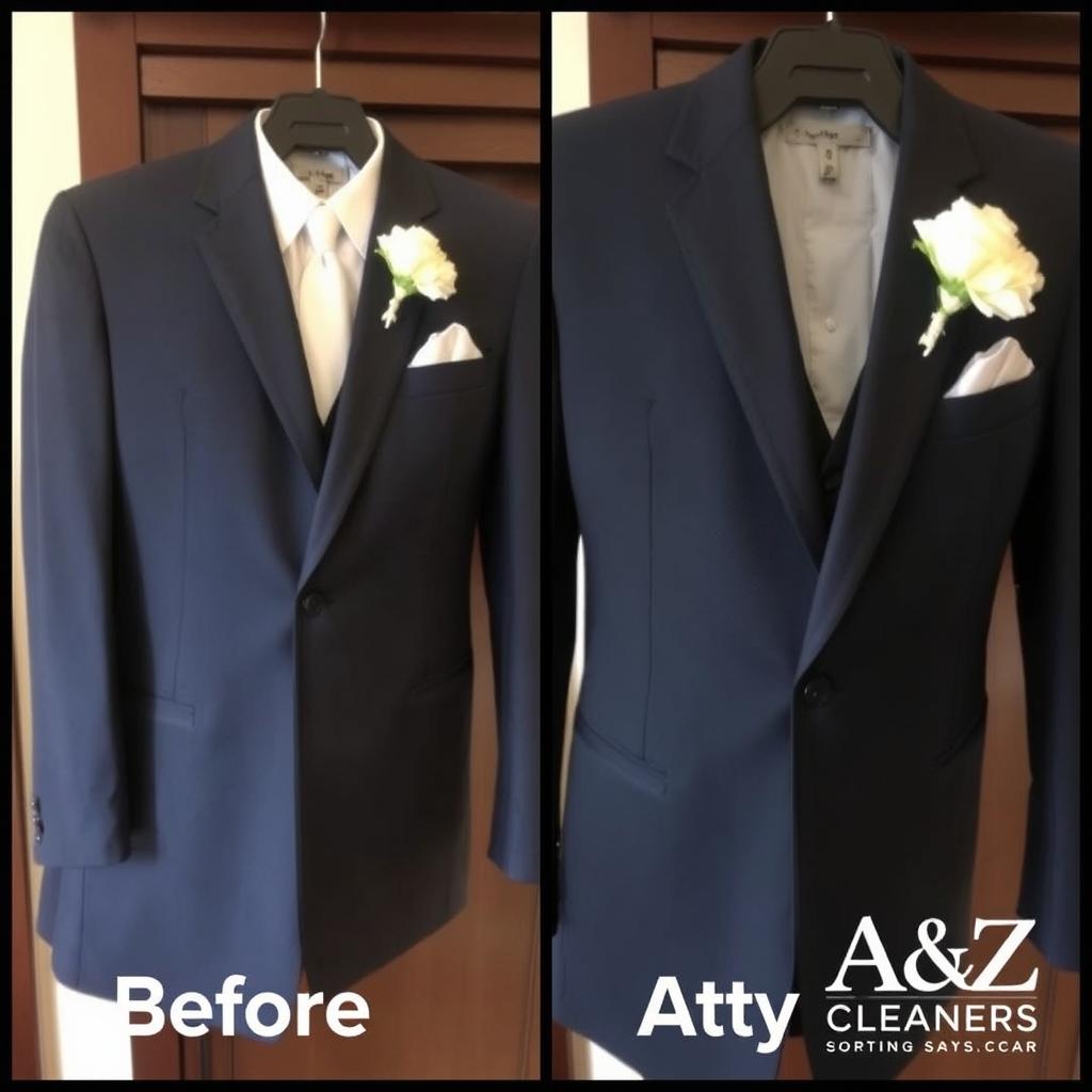 Before and after groom suit dry cleaning St Albans comparison