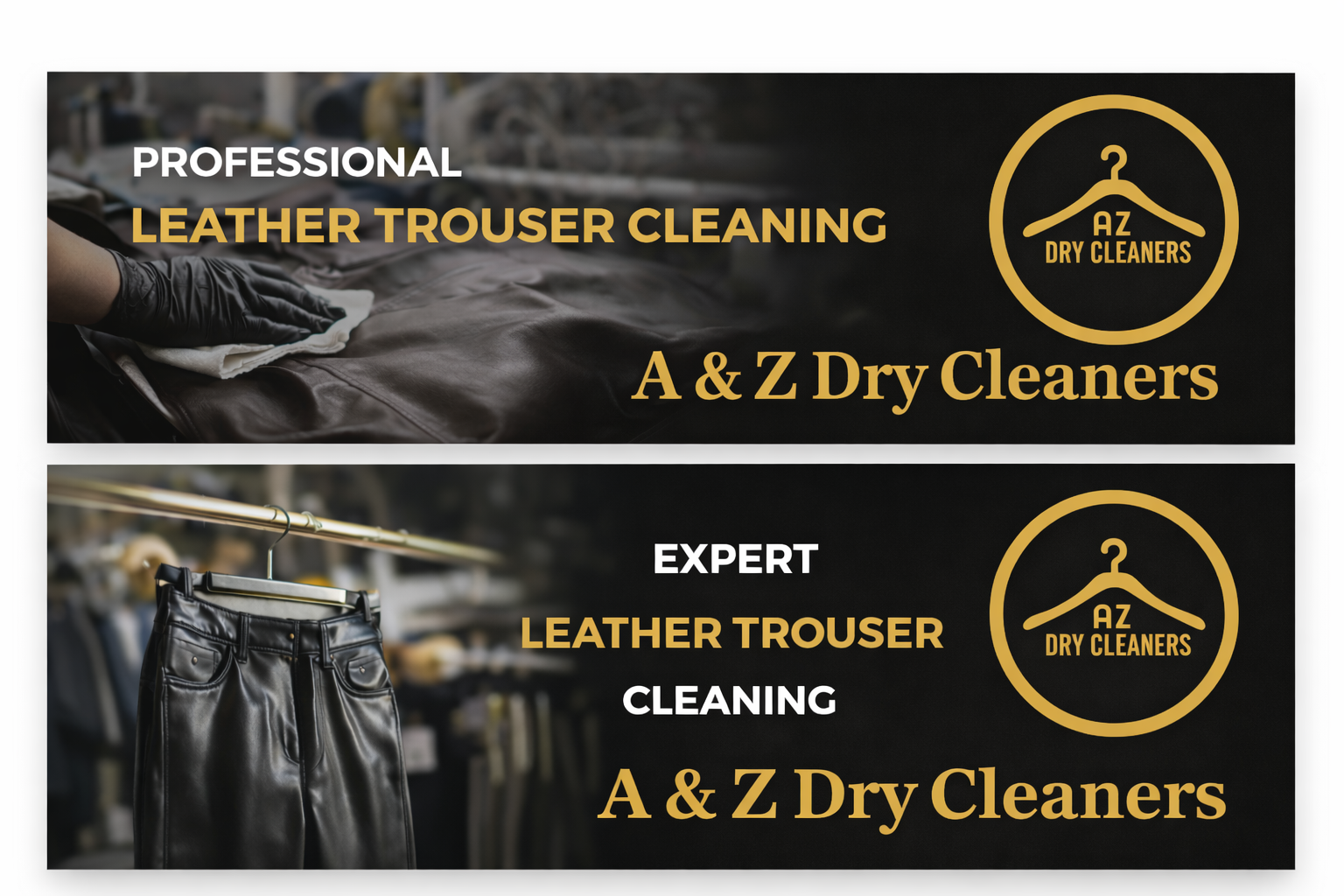 Leather trouser cleaning promotion banners